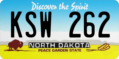 ND license plate KSW262