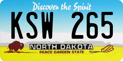 ND license plate KSW265