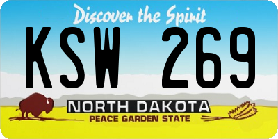 ND license plate KSW269