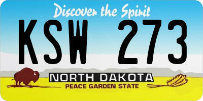 ND license plate KSW273