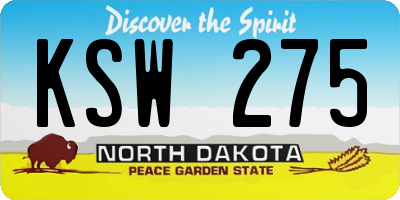 ND license plate KSW275