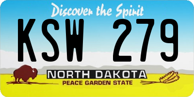 ND license plate KSW279