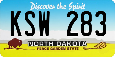 ND license plate KSW283