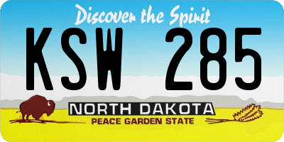 ND license plate KSW285