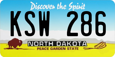 ND license plate KSW286