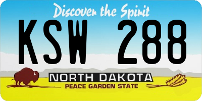 ND license plate KSW288