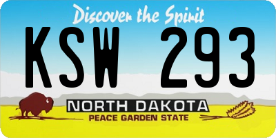 ND license plate KSW293