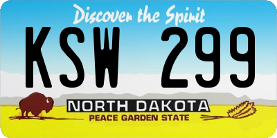 ND license plate KSW299
