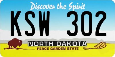 ND license plate KSW302
