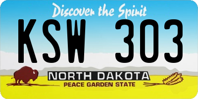 ND license plate KSW303