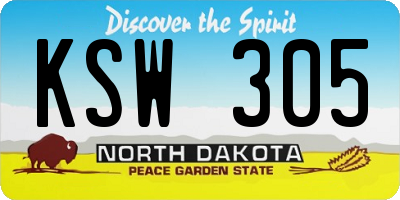ND license plate KSW305