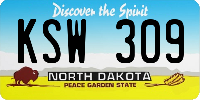 ND license plate KSW309
