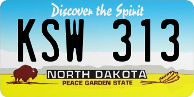 ND license plate KSW313