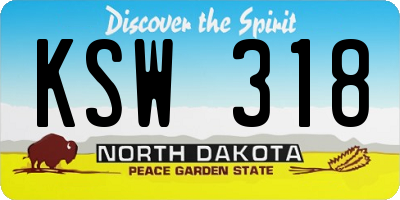 ND license plate KSW318
