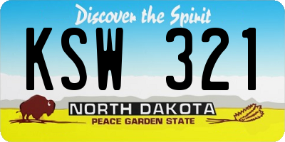 ND license plate KSW321