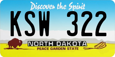 ND license plate KSW322