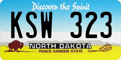 ND license plate KSW323