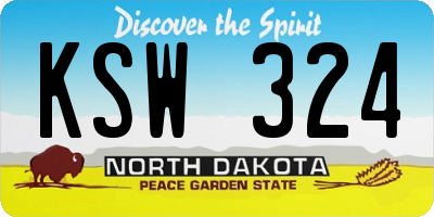ND license plate KSW324