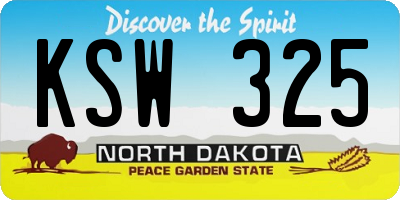 ND license plate KSW325
