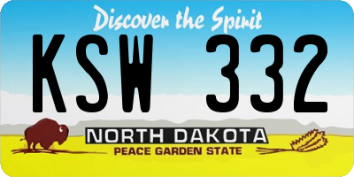 ND license plate KSW332