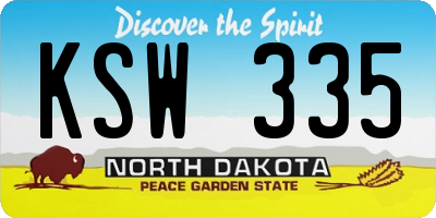 ND license plate KSW335