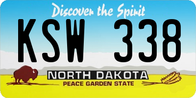 ND license plate KSW338