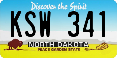 ND license plate KSW341