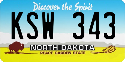 ND license plate KSW343