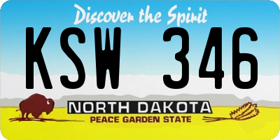 ND license plate KSW346