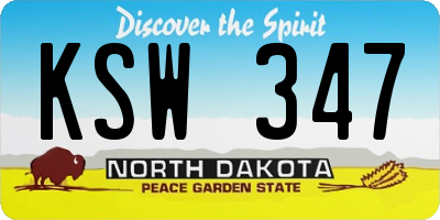 ND license plate KSW347