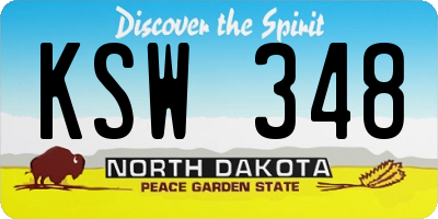 ND license plate KSW348