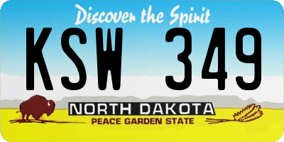 ND license plate KSW349