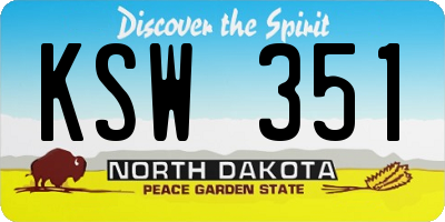 ND license plate KSW351