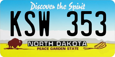 ND license plate KSW353