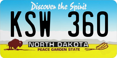 ND license plate KSW360