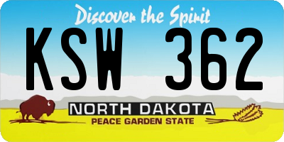 ND license plate KSW362