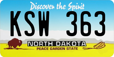 ND license plate KSW363