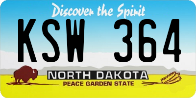 ND license plate KSW364