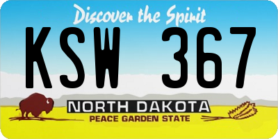 ND license plate KSW367