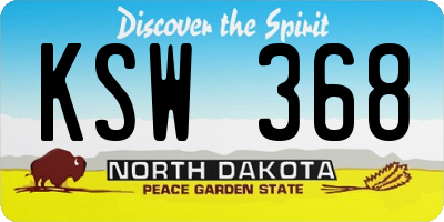 ND license plate KSW368