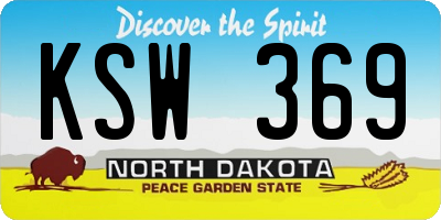 ND license plate KSW369