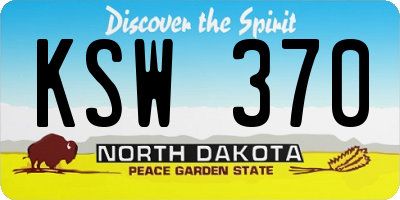 ND license plate KSW370