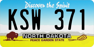 ND license plate KSW371