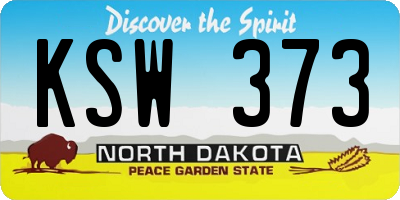 ND license plate KSW373