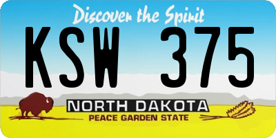 ND license plate KSW375