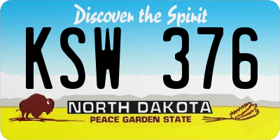 ND license plate KSW376