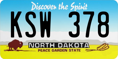ND license plate KSW378