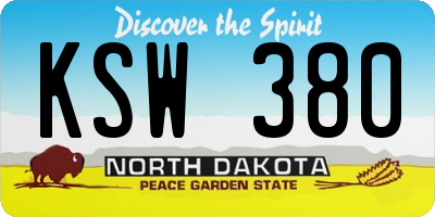ND license plate KSW380