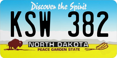 ND license plate KSW382