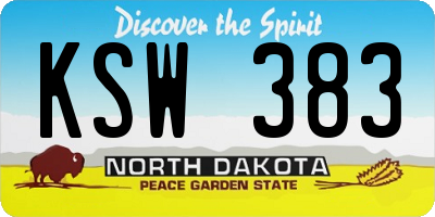ND license plate KSW383